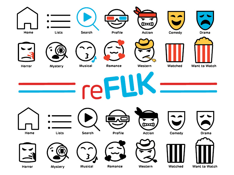 Final color and black and white versions of icons and reFLIK logo