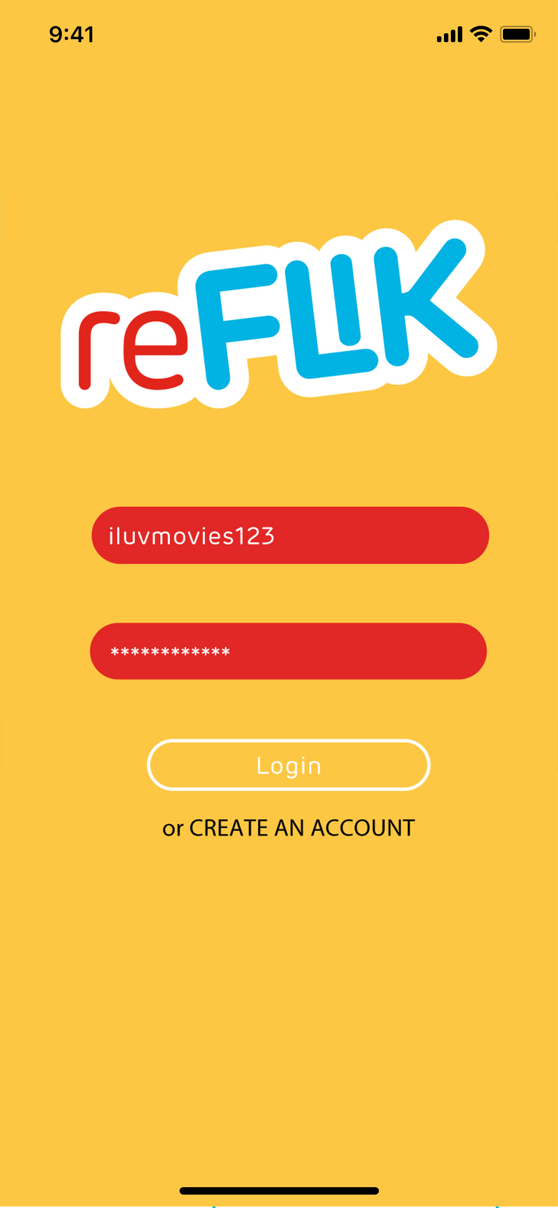 First version of login page for reFLIK app