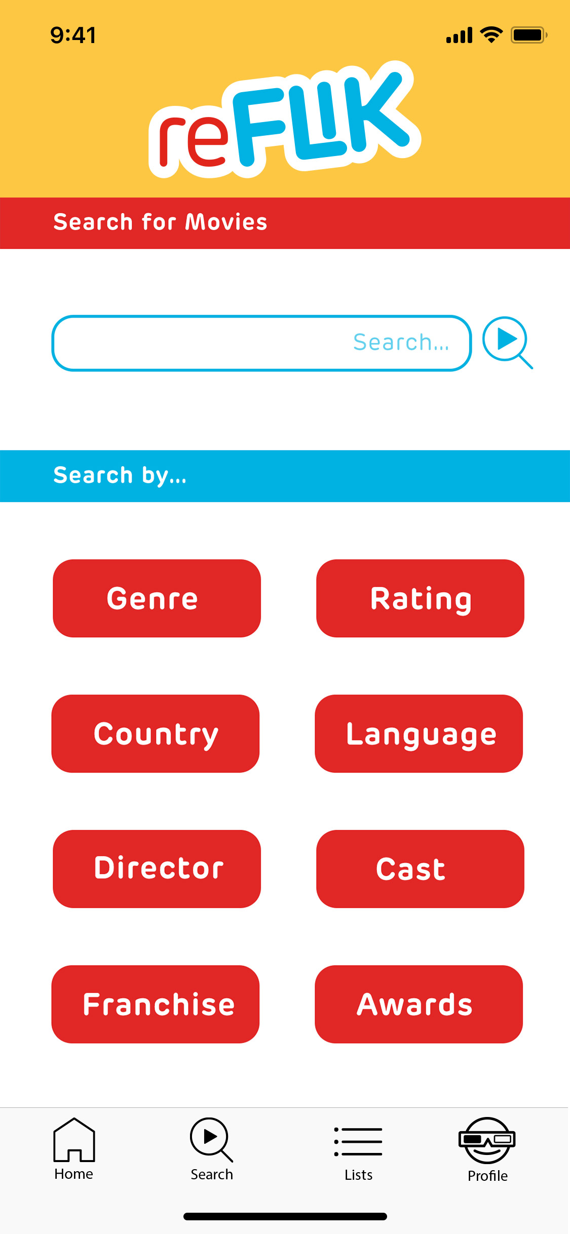 First search page version that includes sorting by genre, rating, country, language, director, cast, and awards