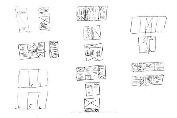 Sketches of brochure layouts