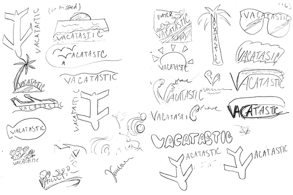 Concept sketches of Vacatastic logo